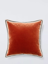 John Lewis Bordered Velvet Cushion - thumbnail 1
