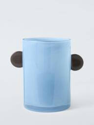John Lewis Glass Ear Vase, H17cm, Blue/Cocoa - thumbnail 1