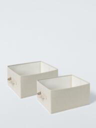 John Lewis Polyester Open Storage Boxes, Pack of 2, Ecru - thumbnail 1