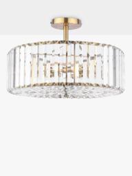 Laura Ashley Fernhurst Cut Glass Large Semi Flush Ceiling Light, Antique Brass