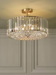 Laura Ashley Fernhurst Cut Glass Large Semi Flush Ceiling Light, Antique Brass - thumbnail 2