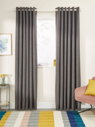John Lewis Textured Weave Pair Blackout Lined Eyelet Curtains - thumbnail 3