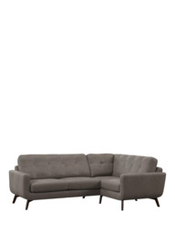 John Lewis Barbican RHF Chaise Leather Corner Sofa, Dark Leg