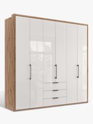 John Lewis Osaka 2.25m Bi-Fold Wardrobe with 6 Glass Doors & 3 Glass Drawers