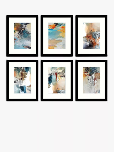 John Lewis Natasha Barnes Painterly Abstract Framed Print & Mount, Set of 6, 43.5 x 33.5cm, Multi - image 1