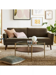 west elm Mid-Century Round Wood Art Display Coffee Table, Walnut/Antique Brass - thumbnail 3