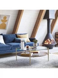 west elm Mid-Century Round Wood Art Display Coffee Table, Walnut/Antique Brass - thumbnail 4