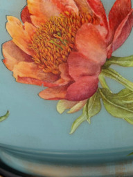 Jenny Worrall Coral Peonies Glass Lamp Base, Blue, H41.5cm - thumbnail 3