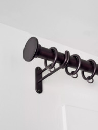 John Lewis Select Classic Curtain Pole with Rings and Disc Finial, Wall Fix, Dia.25mm - thumbnail 2