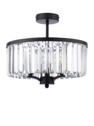 Laura Ashley Elkwood Semi-Flush Chandelier Ceiling Light, Black/Clear - thumbnail 4