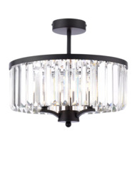 Laura Ashley Elkwood Semi-Flush Chandelier Ceiling Light, Black/Clear