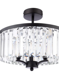 Laura Ashley Elkwood Semi-Flush Chandelier Ceiling Light, Black/Clear - thumbnail 6