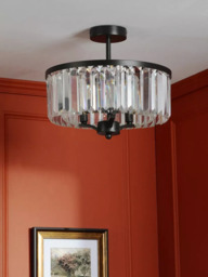 Laura Ashley Elkwood Semi-Flush Chandelier Ceiling Light, Black/Clear - thumbnail 3