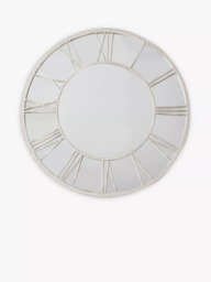 Roman Numeral Clock Style Metal Frame Indoor/Outdoor Wall Mirror, 85cm, White - thumbnail 1