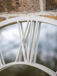 Roman Numeral Clock Style Metal Frame Indoor/Outdoor Wall Mirror, 85cm, White - thumbnail 6