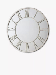 Roman Numeral Clock Style Metal Frame Indoor/Outdoor Wall Mirror, 85cm, White - thumbnail 2
