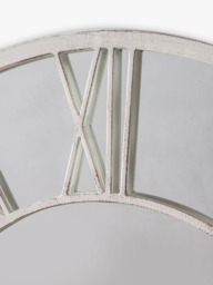 Roman Numeral Clock Style Metal Frame Indoor/Outdoor Wall Mirror, 85cm, White - thumbnail 4