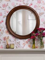 Laura Ashley Tate Round Wood Wall Mirror, 60cm, Dark Stain - thumbnail 2
