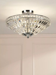 Laura Ashley Vienna Crystal Uplighter Flush Ceiling Light, Polished Chrome - thumbnail 2