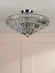 Laura Ashley Vienna Crystal Uplighter Flush Ceiling Light, Polished Chrome - thumbnail 3