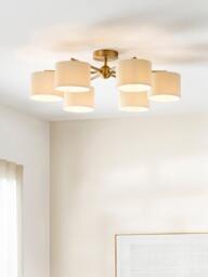 John Lewis Rosso 6 Arm Semi Flush Ceiling Light, Antique Brass - thumbnail 2