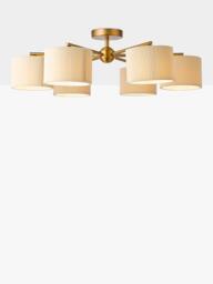 John Lewis Rosso 6 Arm Semi Flush Ceiling Light, Antique Brass