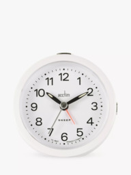 Acctim Elana Non-Ticking Sweep Analogue Alarm Clock, White - thumbnail 2