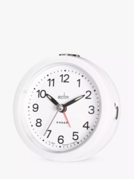 Acctim Elana Non-Ticking Sweep Analogue Alarm Clock, White - thumbnail 1