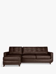 John Lewis Barbican LHF Chaise End Leather Sofa, Dark Leg - thumbnail 1