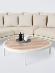 John Lewis Lozenge 5-Seater Modular Curved Garden Sofa & Coffee Table Set, Cream - thumbnail 4