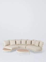 John Lewis Lozenge 5-Seater Modular Curved Garden Sofa & Coffee Table Set, Cream - thumbnail 1