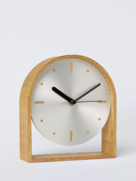 John Lewis Mid-Century Mantel Clock, Brushed Aluminium/Natural - thumbnail 2