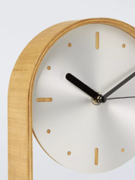 John Lewis Mid-Century Mantel Clock, Brushed Aluminium/Natural - thumbnail 3