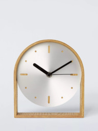 John Lewis Mid-Century Mantel Clock, Brushed Aluminium/Natural - thumbnail 1