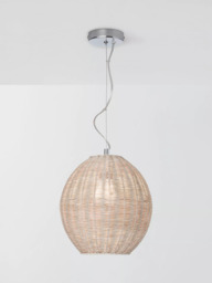 John Lewis Raffles Rattan Pendant Ceiling Light, White Wash - thumbnail 1