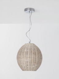 John Lewis Raffles Rattan Pendant Ceiling Light, White Wash - thumbnail 3