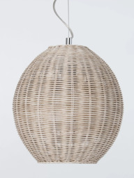 John Lewis Raffles Rattan Pendant Ceiling Light, White Wash - thumbnail 4
