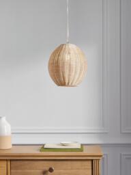 John Lewis Raffles Rattan Pendant Ceiling Light, White Wash - thumbnail 2