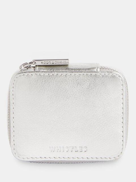 Whistles Lotta Leather Mini Jewellery Box, Silver - image 1