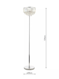 Laura Ashley Vienna Crystal Floor Lamp, Clear/Polished Chrome - thumbnail 5