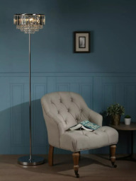 Laura Ashley Vienna Crystal Floor Lamp, Clear/Polished Chrome - thumbnail 2