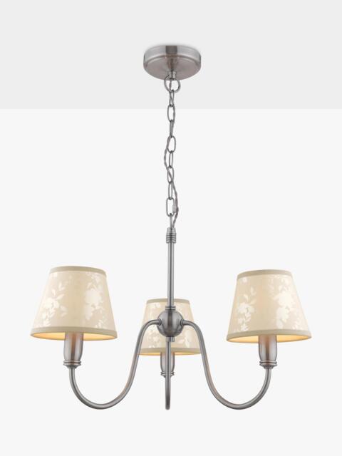 Laura Ashley Westbourne 3 Arm Pendant Ceiling Light, Pewter - image 1