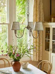 Laura Ashley Westbourne 3 Arm Pendant Ceiling Light, Pewter - thumbnail 3