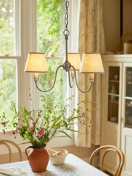 Laura Ashley Westbourne 3 Arm Pendant Ceiling Light, Pewter - thumbnail 2