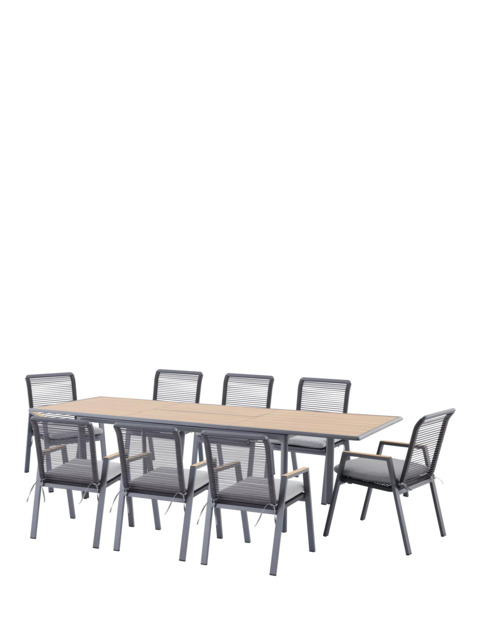 LG Outdoor Sanctuary Rope 8-Seater Extending Garden Dining Table & Chairs Set, Grey - image 1