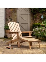 Gallery Direct Aspri Acacia Wood Garden Lounge Chair with Pull-Out Footstool, Natural - thumbnail 2