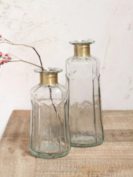 Nkuku Chara Decorative Glass Bottle Vase, Clear - thumbnail 1