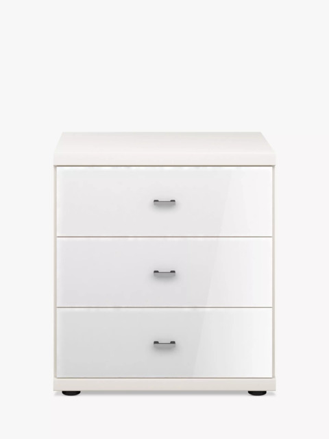 John Lewis Elstra 3 Drawer Glass Front Bedside Table