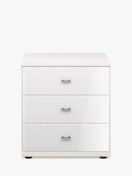 John Lewis Elstra 3 Drawer Glass Front Bedside Table
