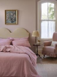 Piglet in Bed Colour Drench Gingham Linen Blend Bedding - thumbnail 2